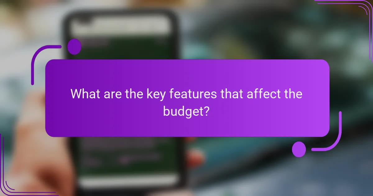 What are the key features that affect the budget?