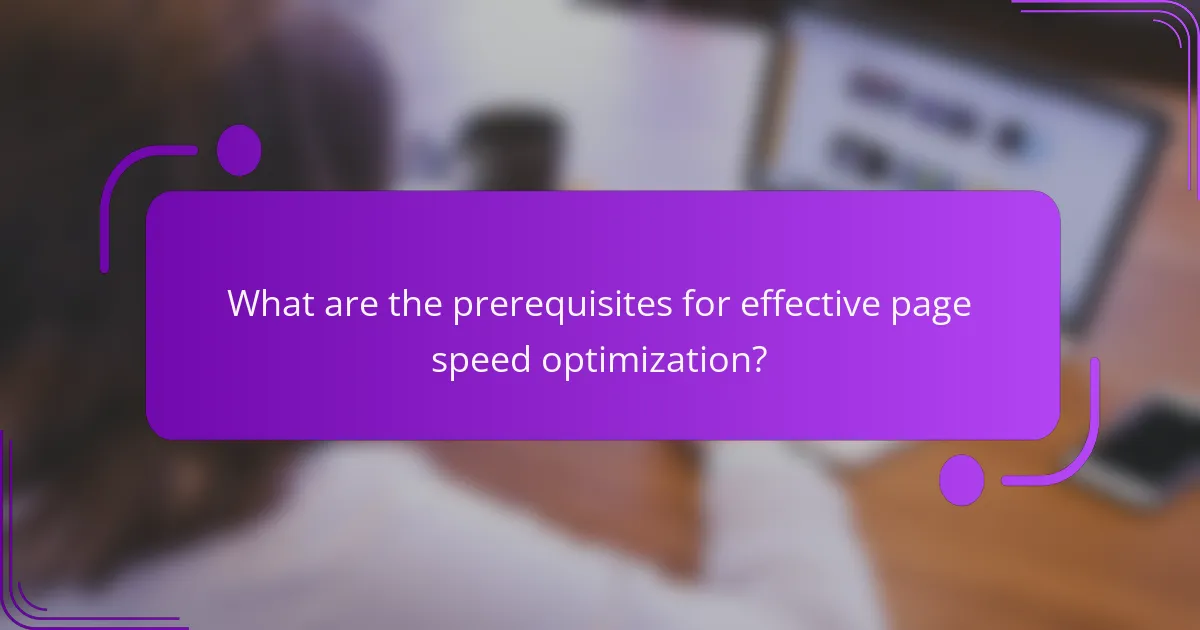 What are the prerequisites for effective page speed optimization?