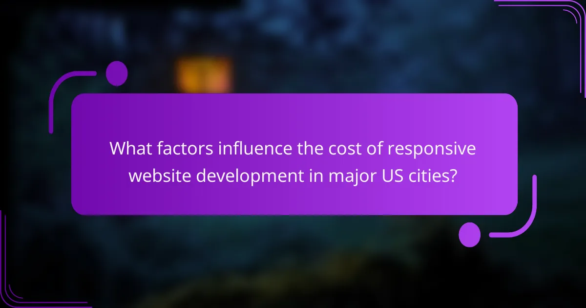 What factors influence the cost of responsive website development in major US cities?