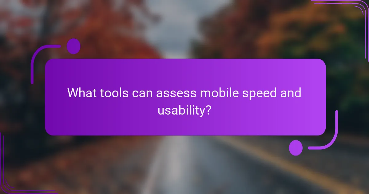 What tools can assess mobile speed and usability?