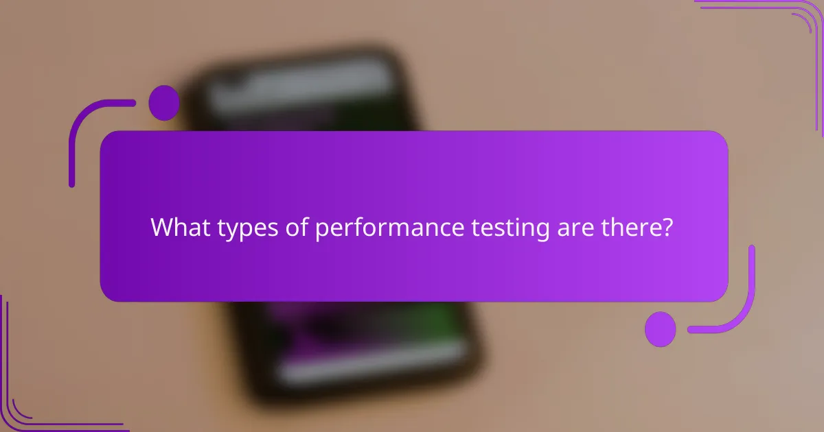What types of performance testing are there?
